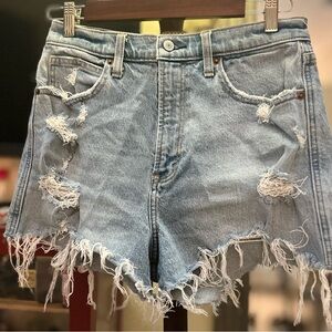 Abercrombie distressed high rise mom shorts